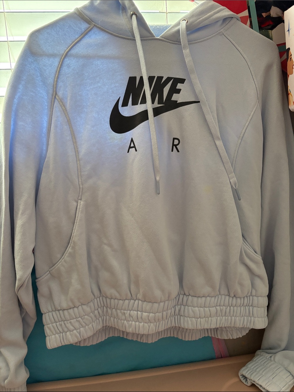 Nike Light Blue Air Pullover Hoodie with Black Logo